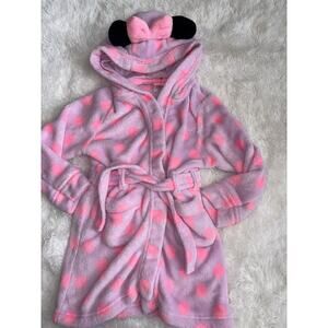 Disney Collection girls sz. 5/6 Minnie Mouse plush hooded bathrobe. Cute, fun